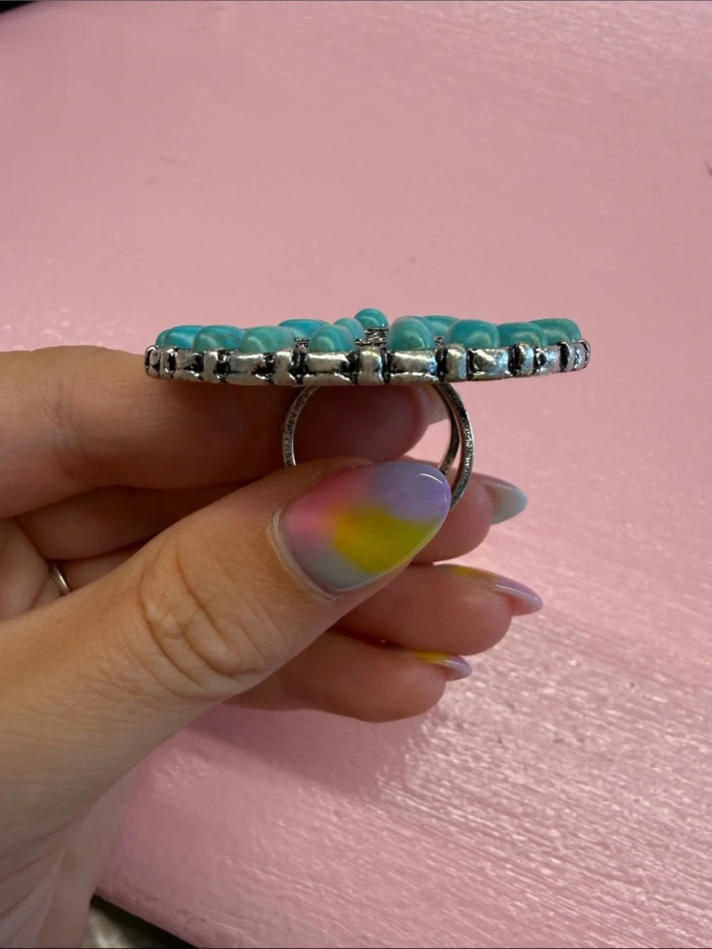 Turquoise Floral Statement Brooch - Women Jewelry